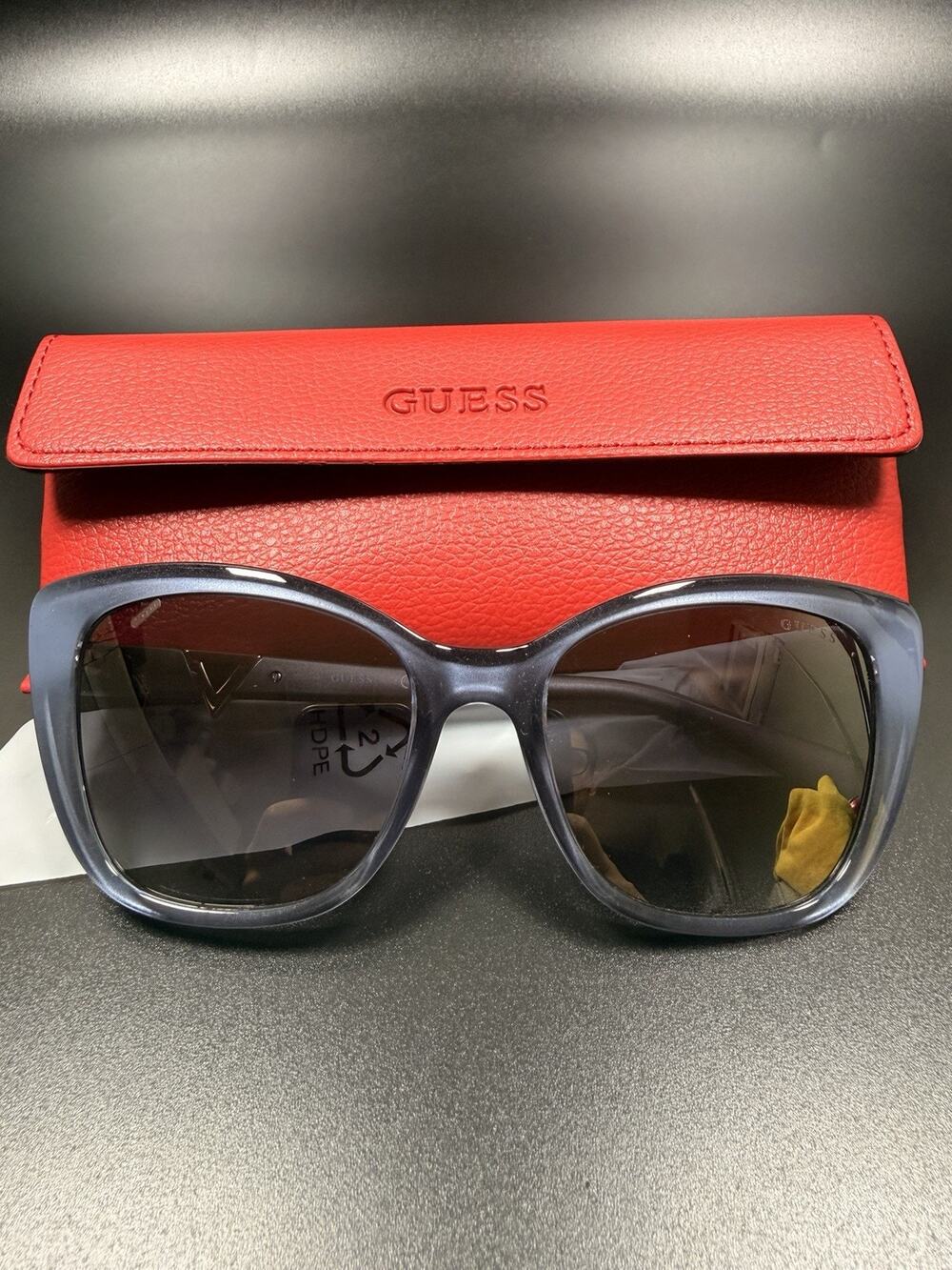 GUESS Cat Eye Sunglasses Grey Frame Gradient Lens 55mm Womens